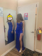 Abito da sera elegante sirena blu reale, incantevole abito da ballo Y1279