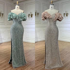 Serene Hill Sage Green Off Shoulder Mermaid Arabic Evening Gown