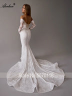 Alonlivn Custom Beaded Lace Mermaid Wedding Gown With Removable Train