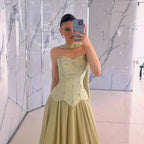 Classy Sage Green   A-Line Chiffon Evening Dress LA73073