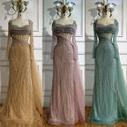 Serene Hill Nude Long Sleeve Beaded Evening Gown For Formal Party 2025