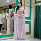 Pink Mermaid Evening Dress With Beaded Cape For Wedding