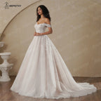 Elegant Champagne Lace Wedding Dress Strapless Boho Bridal Gown 2025