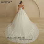 Bepeithy Customized Ivory Glitter Wedding Dress Sleeveless Bridal Ball Gown