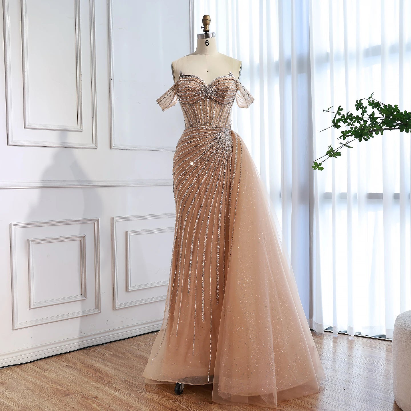 Serene Hill Customized Elegant Off The Shoulder Mermaid Evening Gown For Women