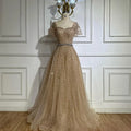 Serene Hill 2025 Custom Nude Beaded A Line Backless Evening Wedding Dress