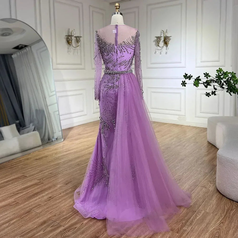 Caramel Mermaid Evening Dress With Beaded Skirt For Wedding Custom Tailored
