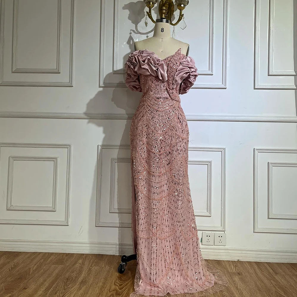 Serene Hill Sage Green Off Shoulder Mermaid Arabic Evening Gown