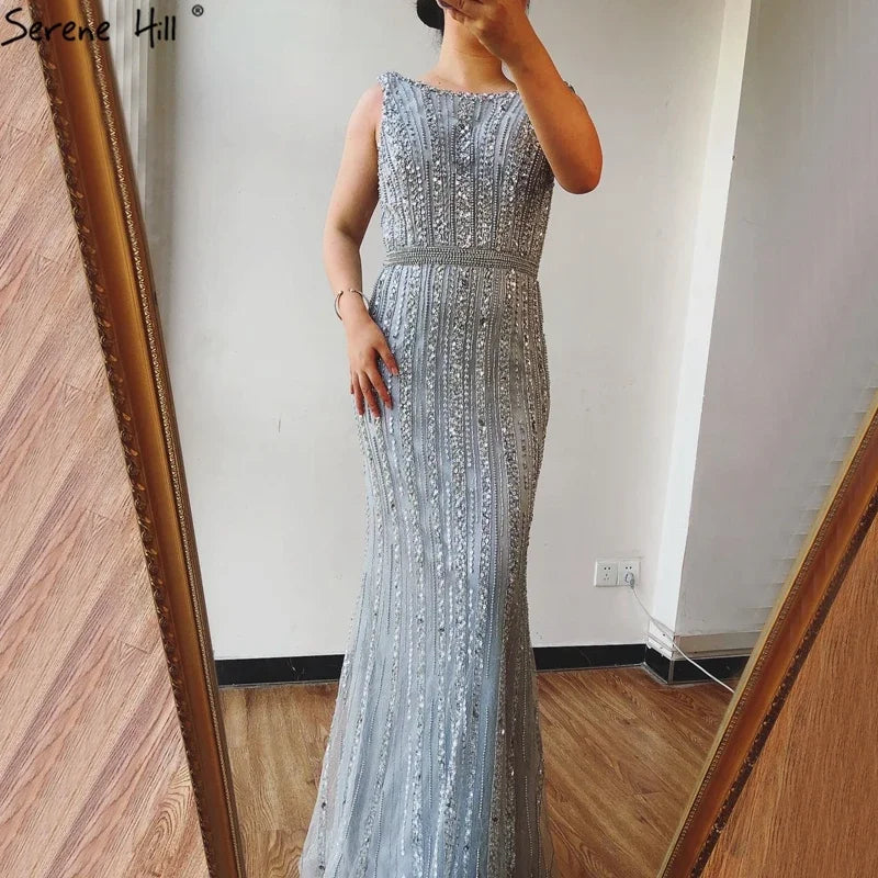 Pink Mermaid Two Piece Evening Dress With Beaded Jacket For Women