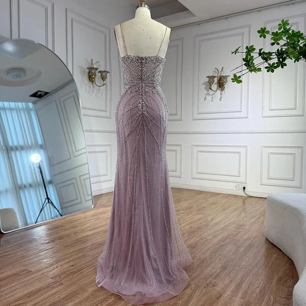 Pink Strapless Mermaid Evening Dress With Cape Beaded Custom Wedding Gown