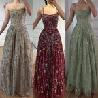 Luxury Sage Green Beaded A-Line Spaghetti Strap Evening Dress LA72805