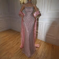 Luxury Blue Beaded Mermaid Evening Gown Custom Formal Women Party Dress