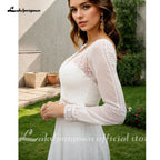 Custom Long Sleeve Chiffon Wedding Dress For Plus Size Women