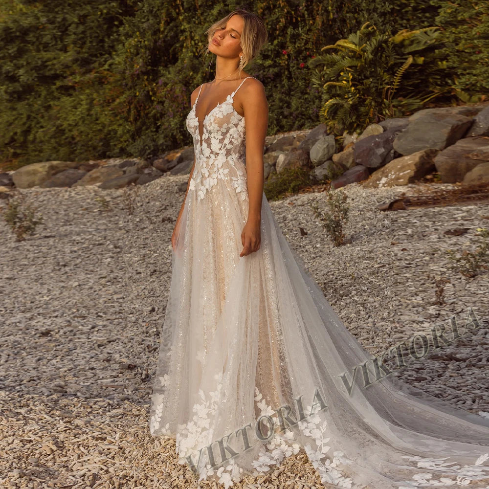 Viktoria Custom Wedding Dress Bride Sweetheart Spaghetti Straps