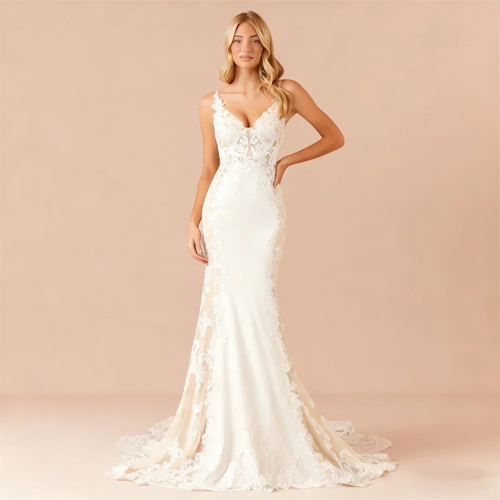 Custom Satin Mermaid Wedding Dress Sweetheart Neckline Floor Length Gown