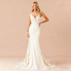 Custom Satin Mermaid Wedding Dress Sweetheart Neckline Floor Length Gown