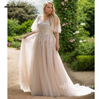 Lakshmigown Custom Plus Size Champagne Lace V Neck Wedding Gown