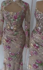 Serene Hill Floral Mermaid Evening Dress Long Sleeves Women Wedding Gown