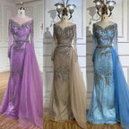 Caramel Mermaid Evening Dress With Beaded Skirt For Wedding Custom Tailored