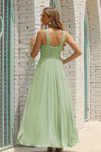 Vestido de Dama de Honra Halter em Chiffon para Mulher, Modelo A-Line, Longo, Formal, para Baile de Finalistas SEA28015