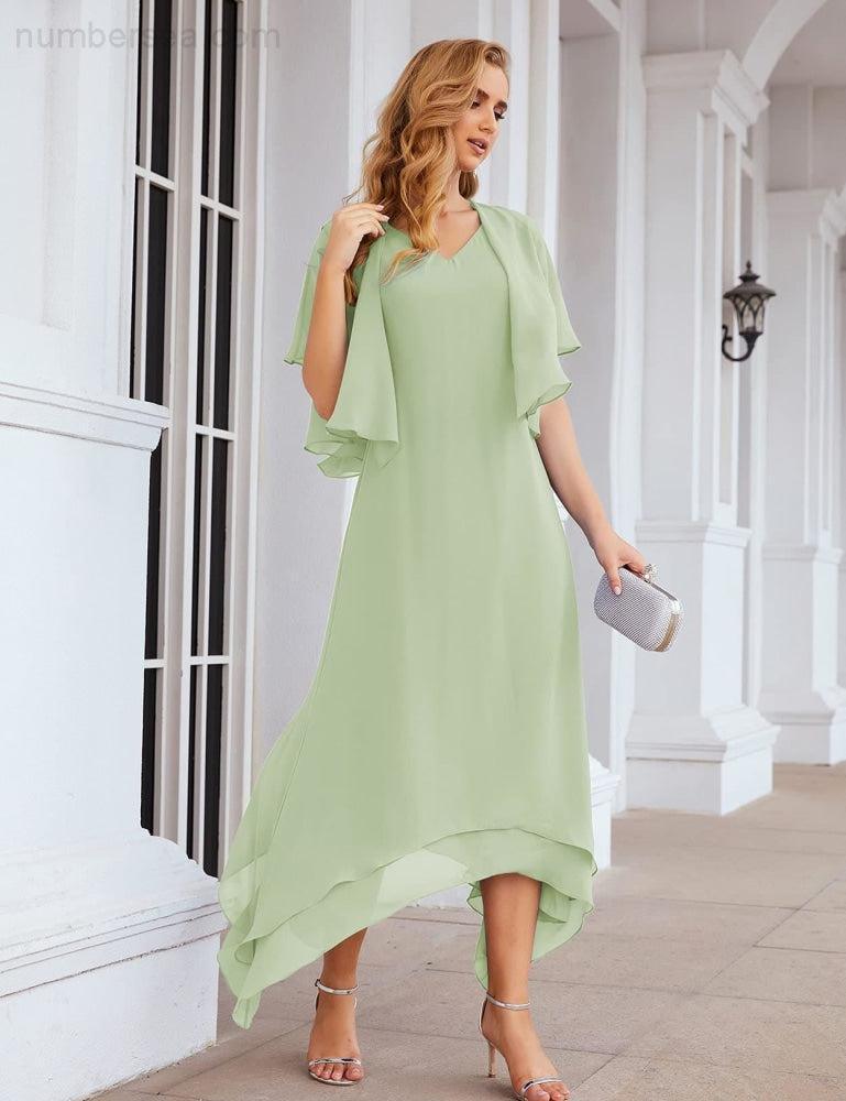 Vestidos de Noiva para Mães de Tamanho Grande em Chiffon com Casaco, Vestidos Formais para Casamento SEA28073