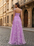 Sage Green Butterfly Tulle Corset Prom Dress With Sweetheart Neckline