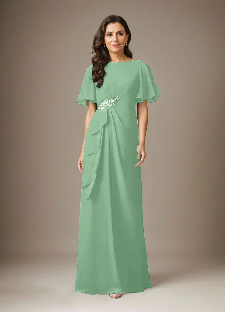 فستان شيفون ضيق مزين بالخرز بلون كحلي داكن