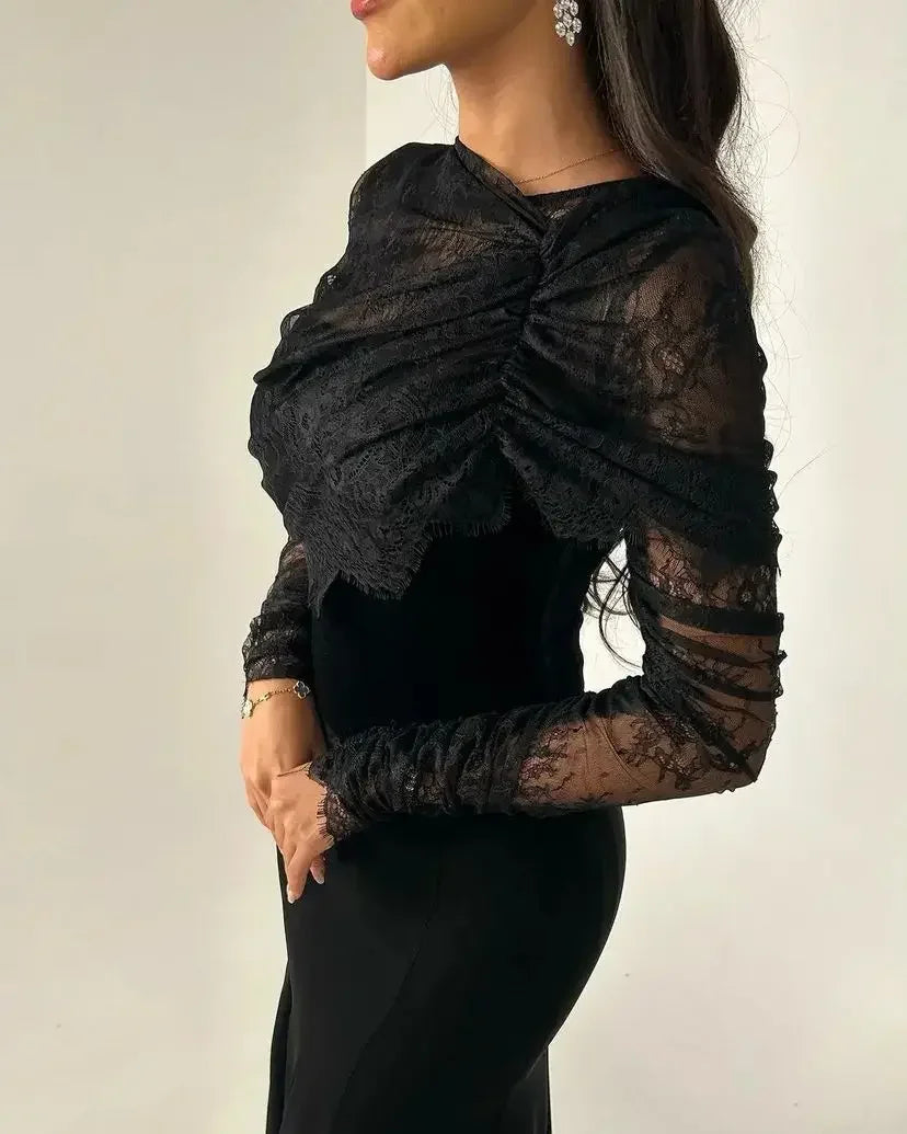 Abiti da sera per donne nere dell'Arabia Saudita con perline, abiti da ballo lunghi fino a terra, maniche lunghe, abiti formali per matrimoni e feste di cocktail