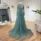 Serene Hill Turquoise Mermaid Beaded Evening Dress Custom Wedding Gown Women