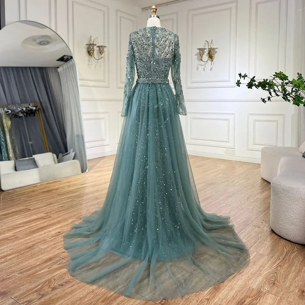 Serene Hill Turquoise Mermaid Beaded Evening Dress Custom Wedding Gown Women