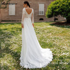 Lakshmigown Lace V-Neck Chiffon Wedding Dress A-Line Backless Customized
