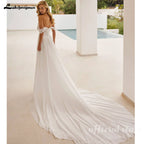 Lakshmigown Boho Beach Chiffon Wedding Dress Off Shoulder A Line Customized