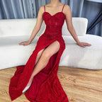 Elegantes rotes Ballkleid mit Schlitz LA72998