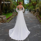 Long Sleeve A Line Wedding Dress With Beaded Appliques Plus Size Gown