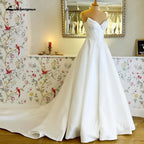 Lakshmigown Custom A Line Soft Satin Beach Bridal Wedding Gown