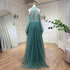Serene Hill Customized Turquoise Mermaid Beaded Evening Dress Women Wedding
