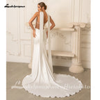 Lakshmigown Beaded Off The Shoulder Mermaid Wedding Dress Crepe Custom Gown