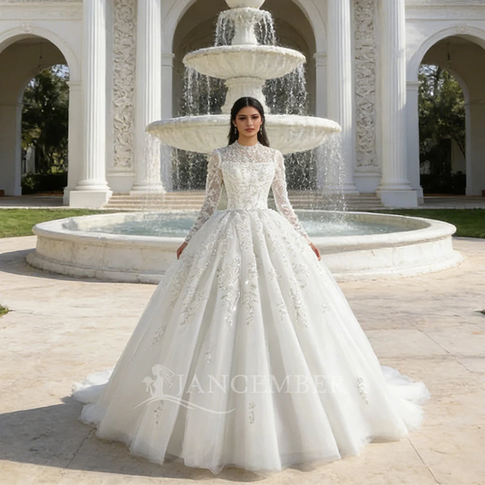 2026 Customized Ball Gown Wedding Dress Long Sleeve Plus Size Gown
