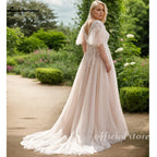 Lakshmigown Custom Plus Size Champagne Lace V Neck Wedding Gown