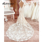 Custom Spaghetti Straps Floral Lace Mermaid Wedding Dress