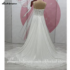 Custom Sweetheart Chiffon A Line Sweep Train Wedding Dress