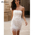 Custom Pearl Sequin Strapless Mini Dress For Prom And Evening Wear
