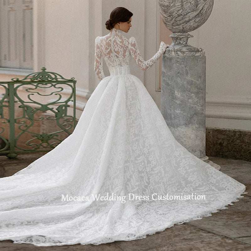 Custom Luxury Lace Mermaid Wedding Dress With Detachable Train