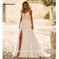 Custom Sequined Tulle Wedding Dress Spaghetti Straps V Neck Gown