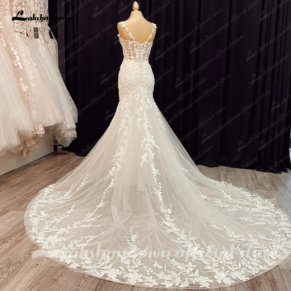 Custom Mermaid Wedding Dress Off Shoulder Court Train Bride