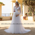 Custom Ivory Maternity Wedding Dress With V Neck And Puff Sleeve