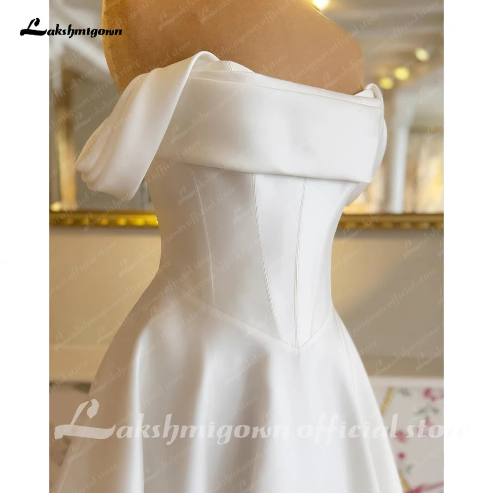 Luxury Satin A Line Wedding Dress For Custom Bridal Gown