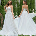 Elegant Lace Wedding Dress Sleeveless Deep V Neck Sparkly Custom Bridal Gown