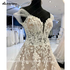 Womens Off Shoulder Lace Applique Beach Wedding Dress Boho Bridal Gown Custom