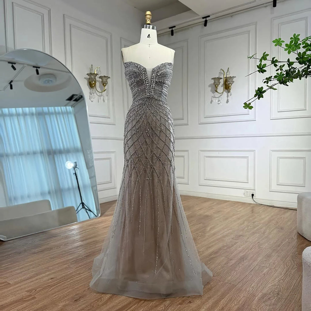 Pink Strapless Mermaid Beaded Evening Dress With Cape Custom Fit